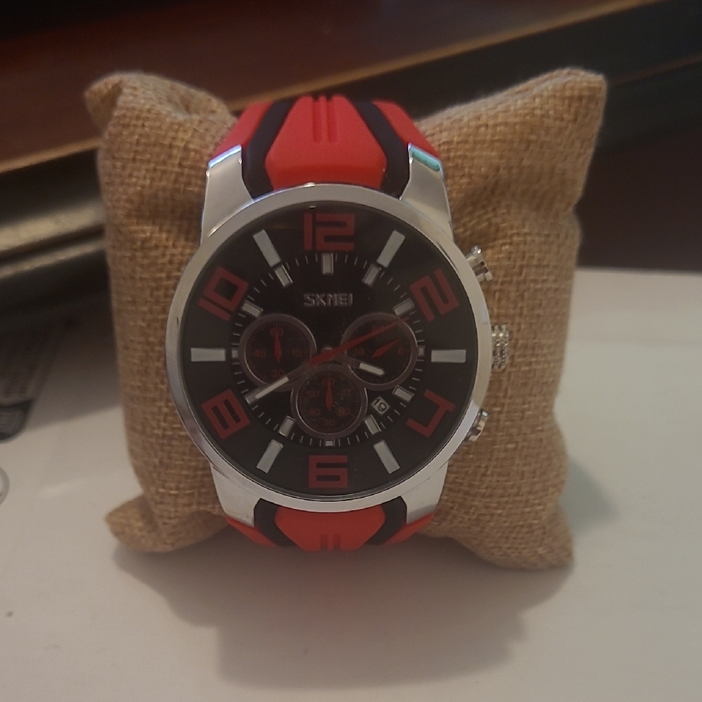 Men's Red and Black Watch